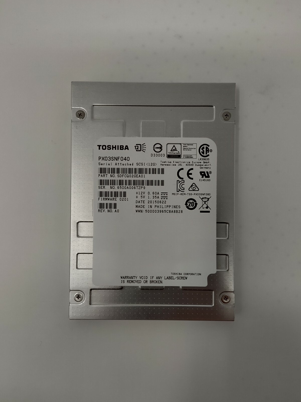Toshiba PX03SNF040 400GB SAS Solid State Drive SSD NEW, IN STOCK