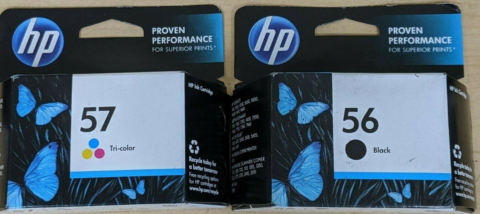 Set Factory Sealed Original OEM HP 56 Black & 57 Color Inkjet Cartridges 2020-21