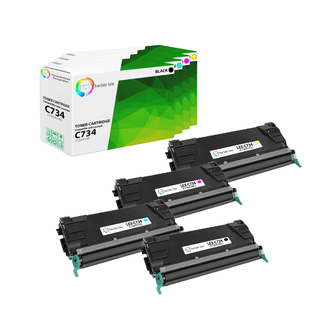 4Pk TCT Prem Compatible For Lexmark C734A1KG C734A1CG C734A1MG C734A1YG Toner