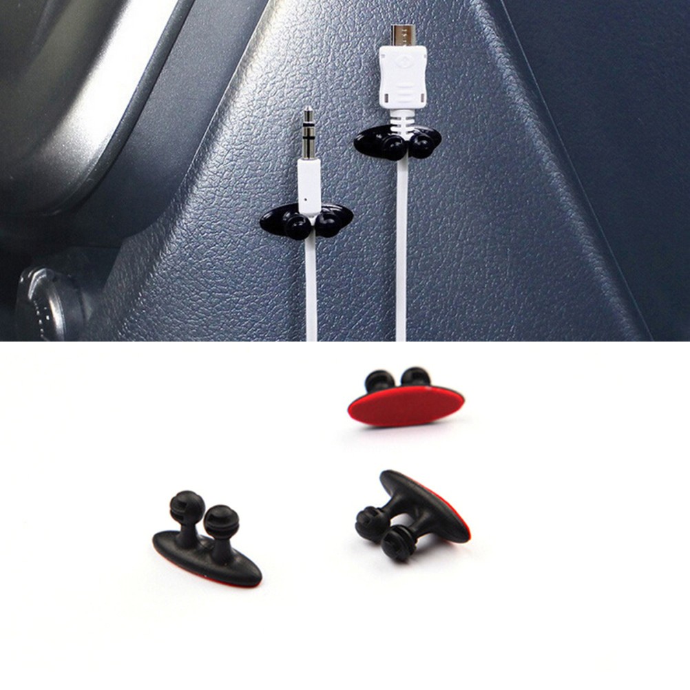 8Pcs Car Wire Cord Clips Reusable PVC Cable Organizer Black Multipurpose