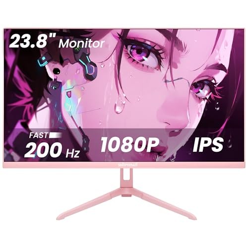 Pink 24 inch Gaming Monitor 200Hz Refresh Rate FHD 1080p Resolution Fast IPS