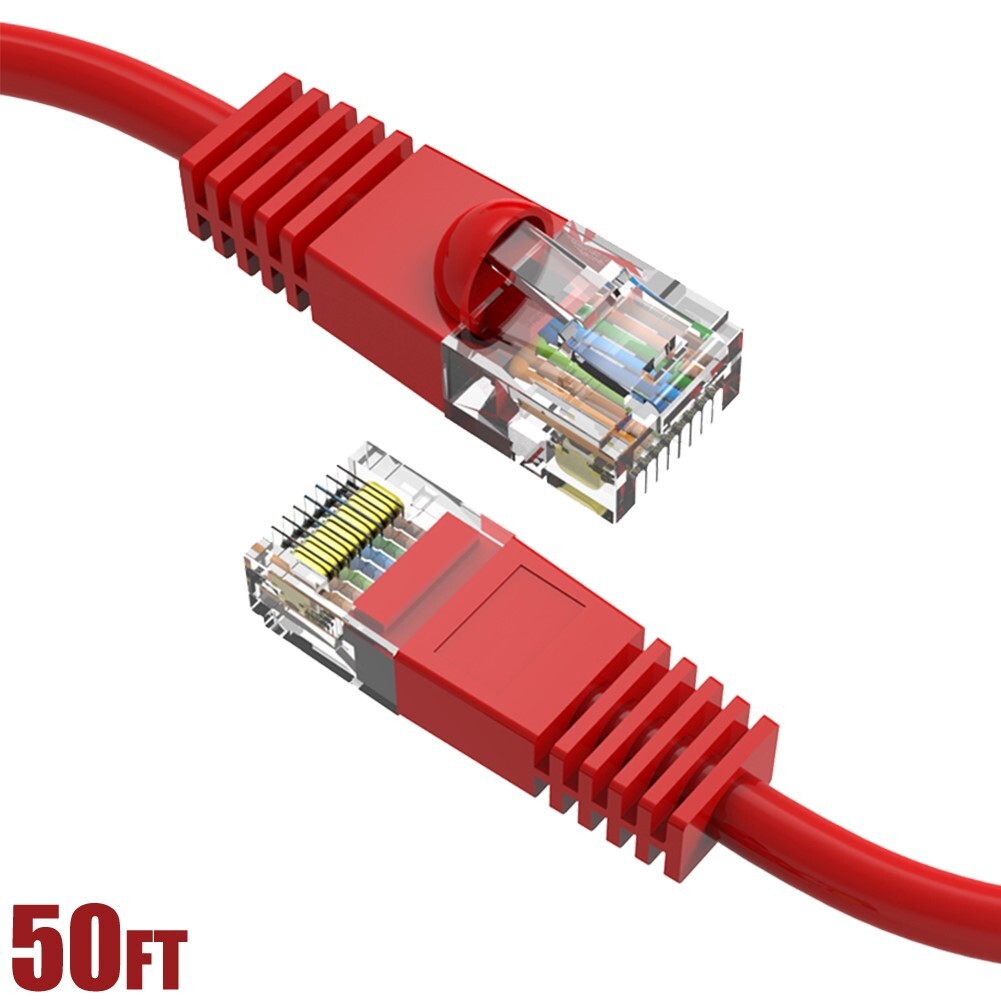 50FT Cat5E RJ45 Ethernet LAN Network UTP Patch Cable Snagless Gold 24AWG Red