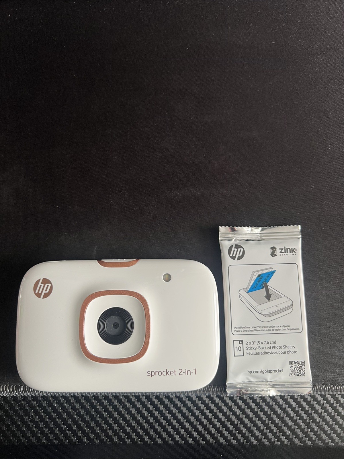 HP Sprocket 2-in-1 Instant Camera & Printer - White/Gold - w/ 10 Sheets