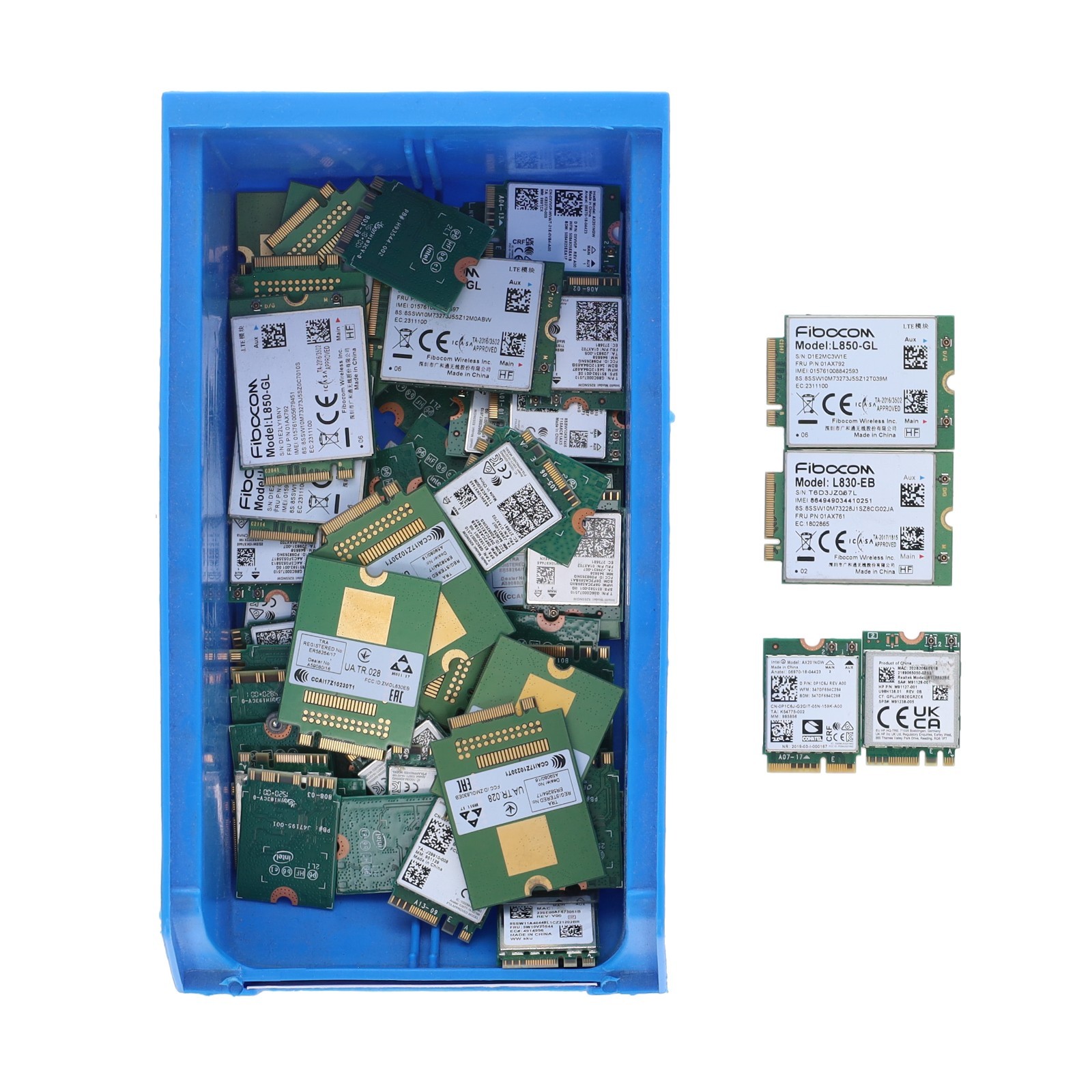 Lot of 65x Various Mixed Sizes WIFI Cards - Working