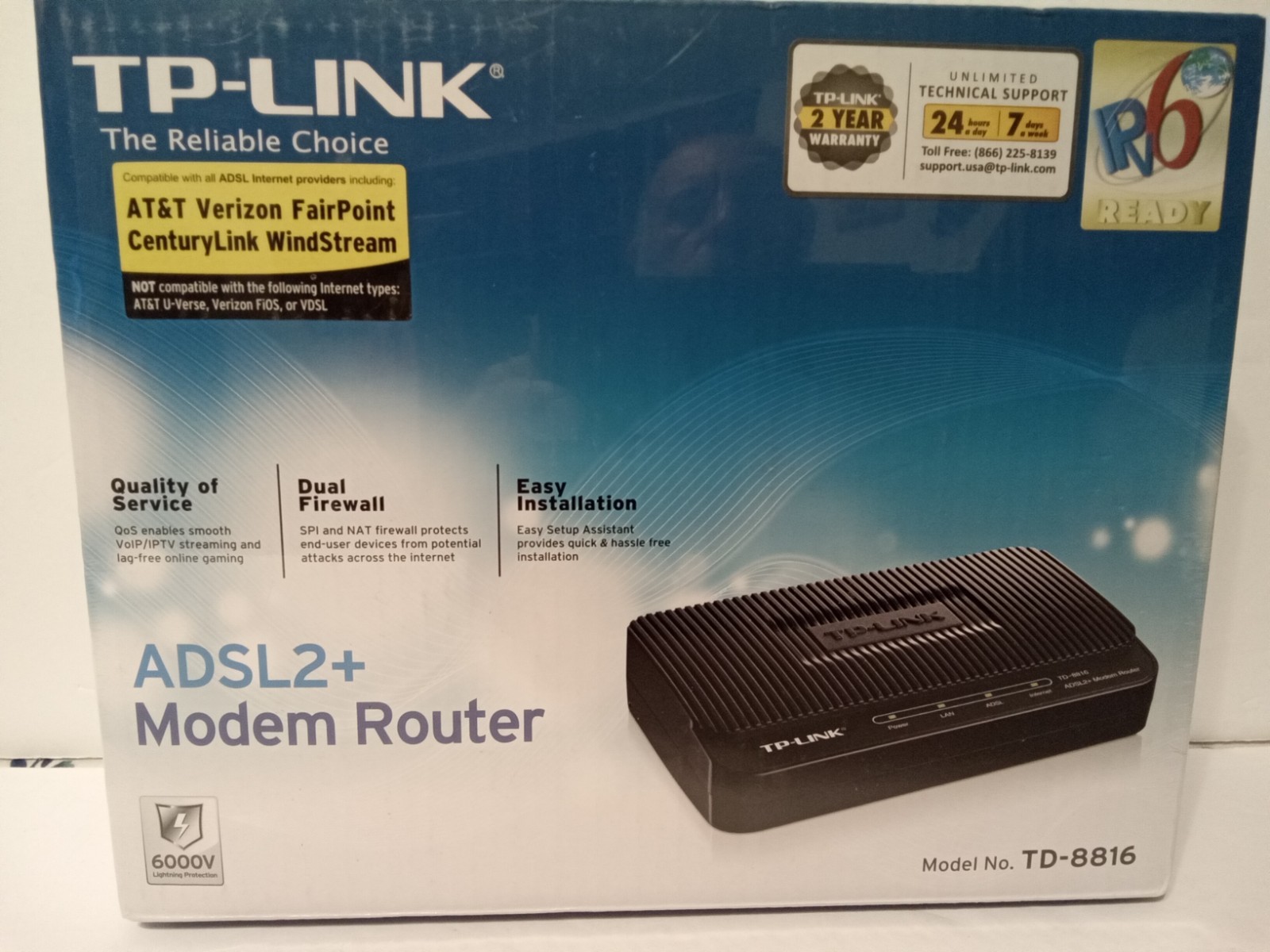 TP-LINK ADSL2+ Modem Router Model-TD-8816 Dual Firewall Easy To Use 