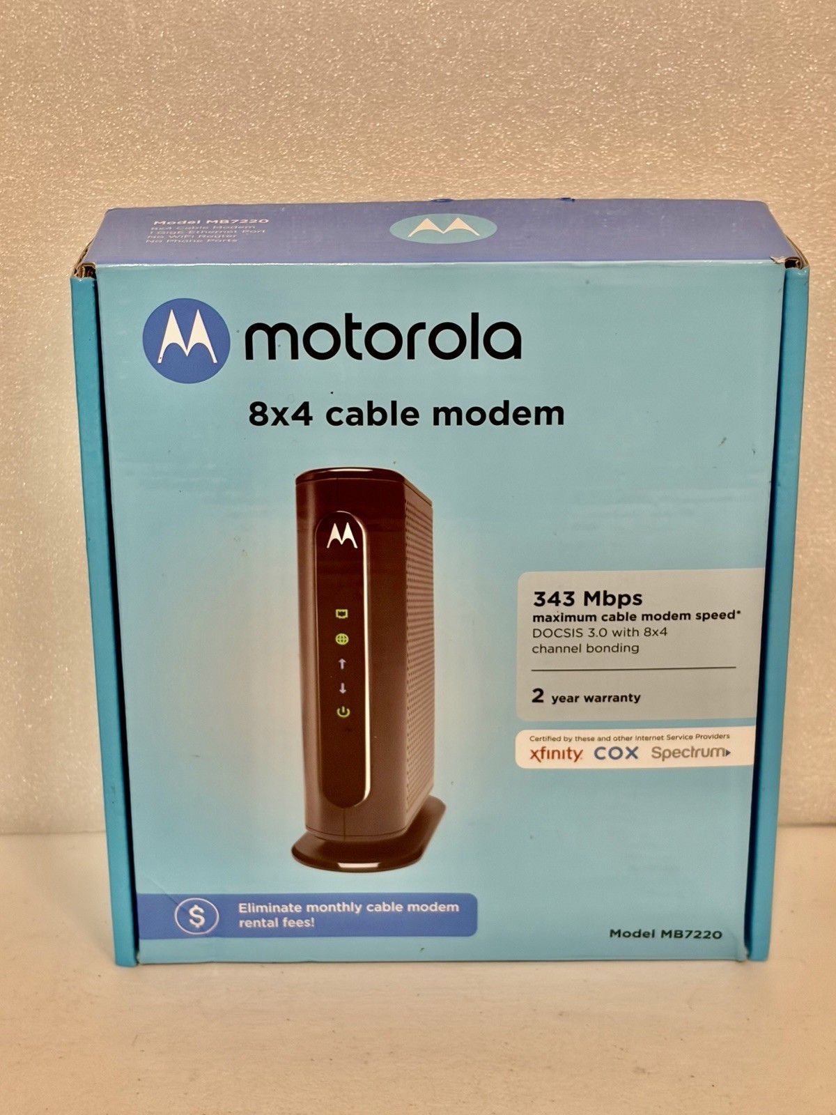 NEW SEALED Motorola MB7220-10 8x4 343Mbps DOCSIS 3.0 Cable Modem