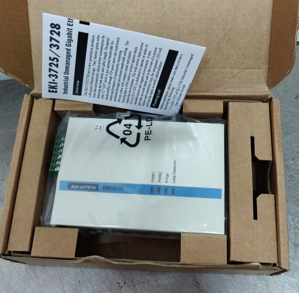 Advantech EKI-3725-AE 5-Port Gigabit Unmanaged Industrial Switch (no mount) NEW