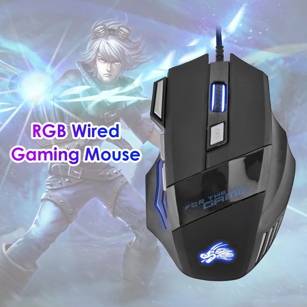 5500 DPI Gaming Mouse 7 Button USB Wired LED Breathing Fire Button Laptop PC