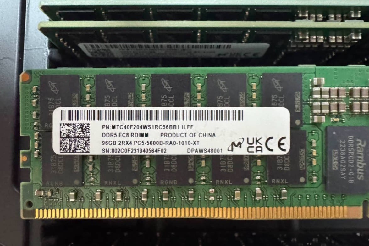 Micron 96GB 5600MHz DDR5 MTC40F204WS1RC56BB1 EC8 RDIMM 2RX4 PC5-5600B-RA0-1010XT