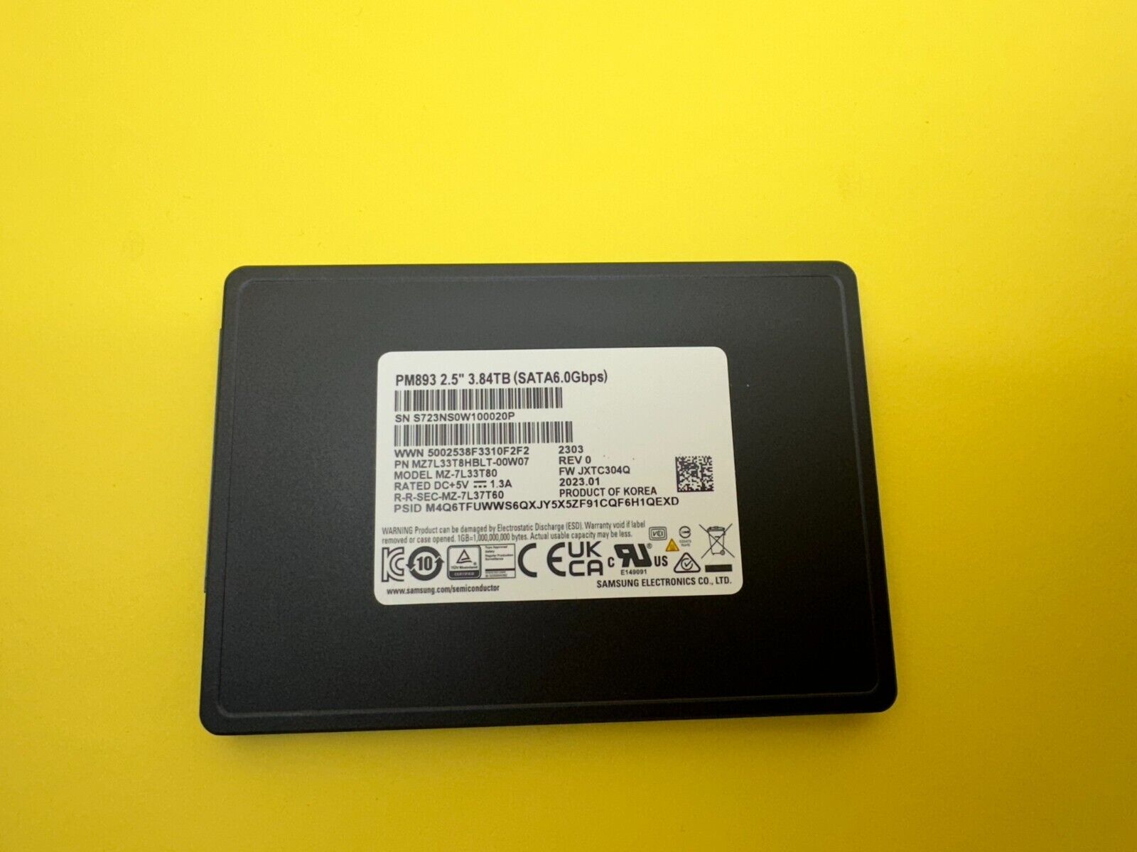 Samsung PM893 Series 3.84TB SATA 6Gb/s 2.5inch Internal SSD MZ-7L33T80 New