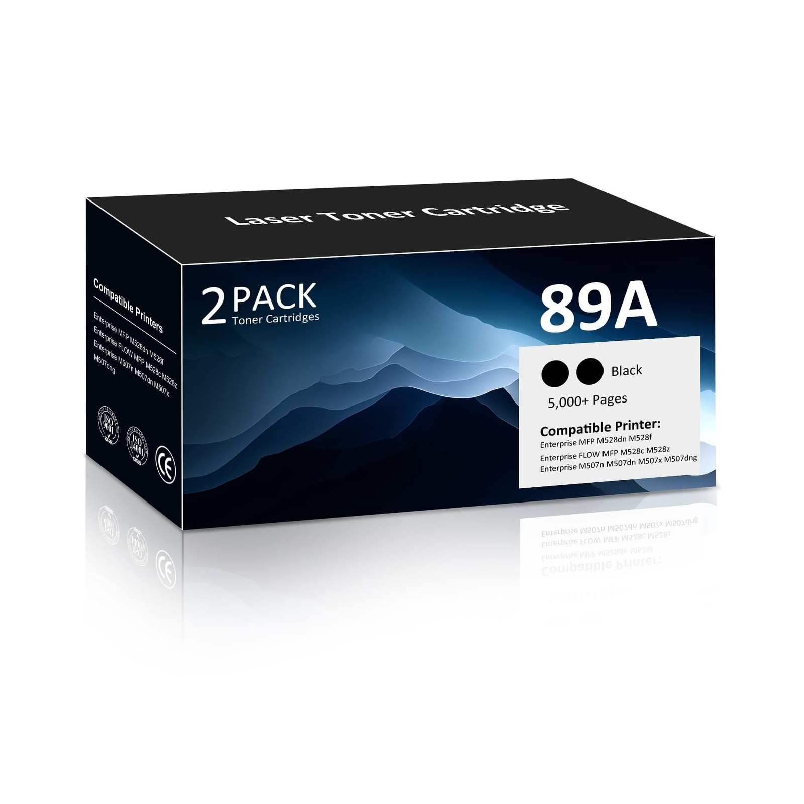 2 Pack 89A Black Toner Cartridge with Chip Repalcement for HP 89A CF289A 89X ...