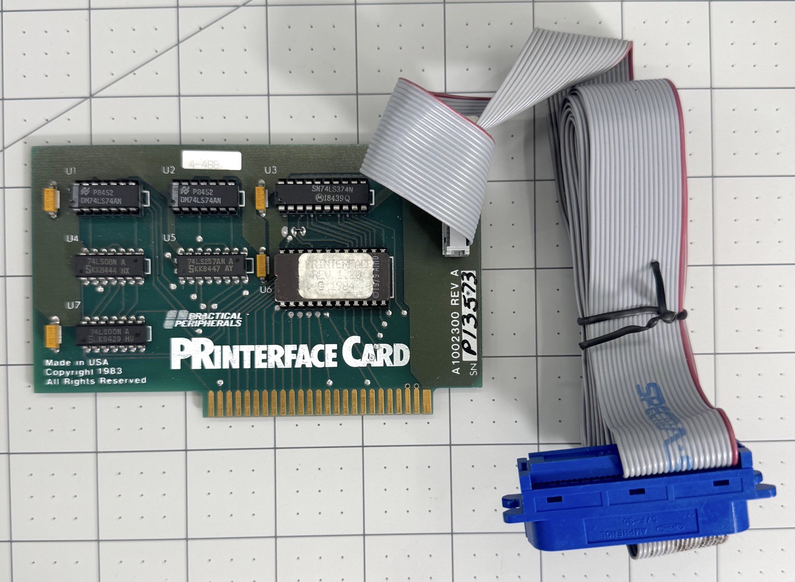 Practical Peripherals PRinterface Card & Cable Apple II 1002300 Rev A Parallel