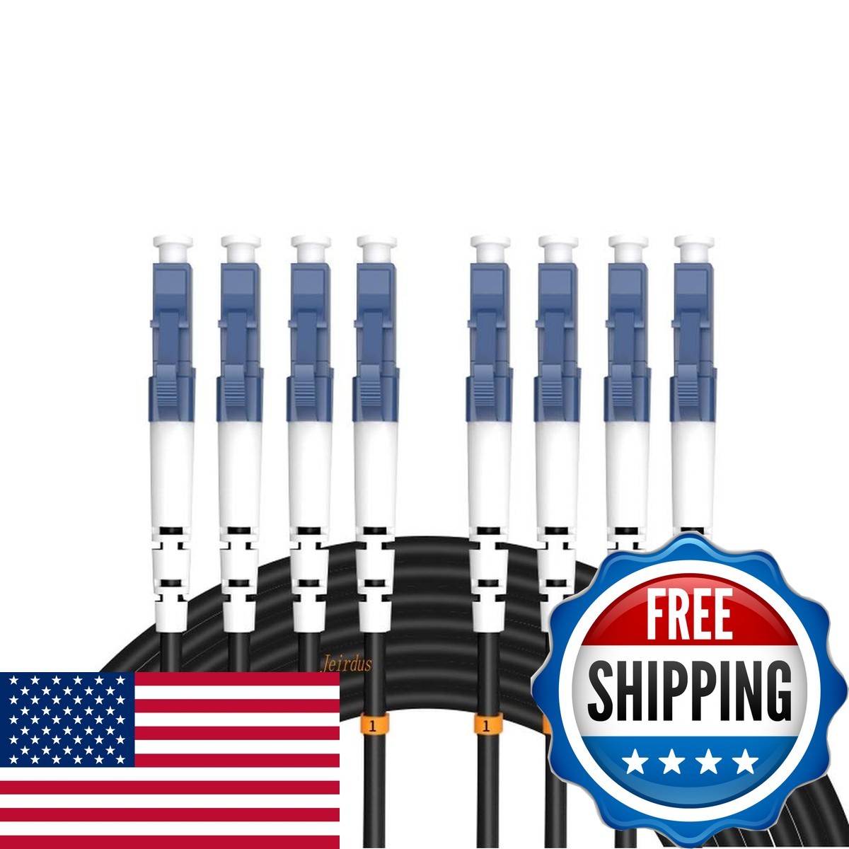Jeirdus 60M 4 Core LC-LC Outdoor Armored Fiber Optic Cable 9/125 Singlemode