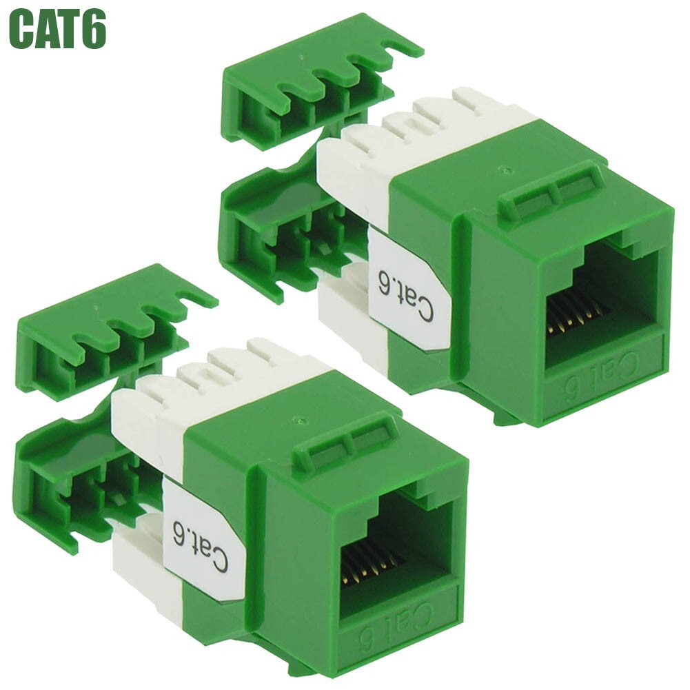2x CAT6 RJ45 Network LAN Ethernet Keystone Jack 110 Type 180 Degree 8P8C Green