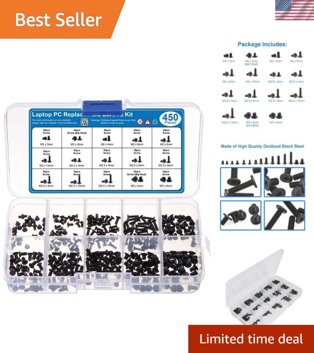 450 pcs Laptop Notebook Computer Replacement Screws Kit for HP, IBM, Lenovo, ...