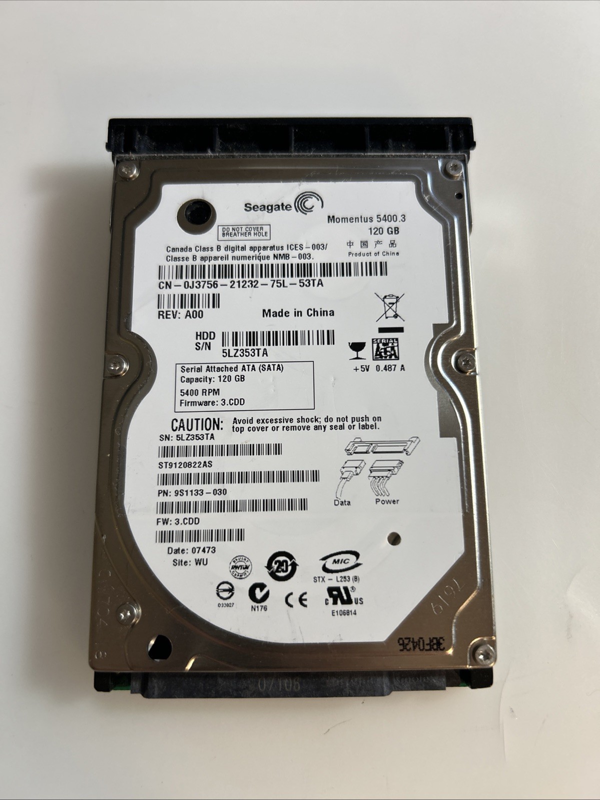 Seagate 120 Gb 5400 Rpm SATA Untested ab9s