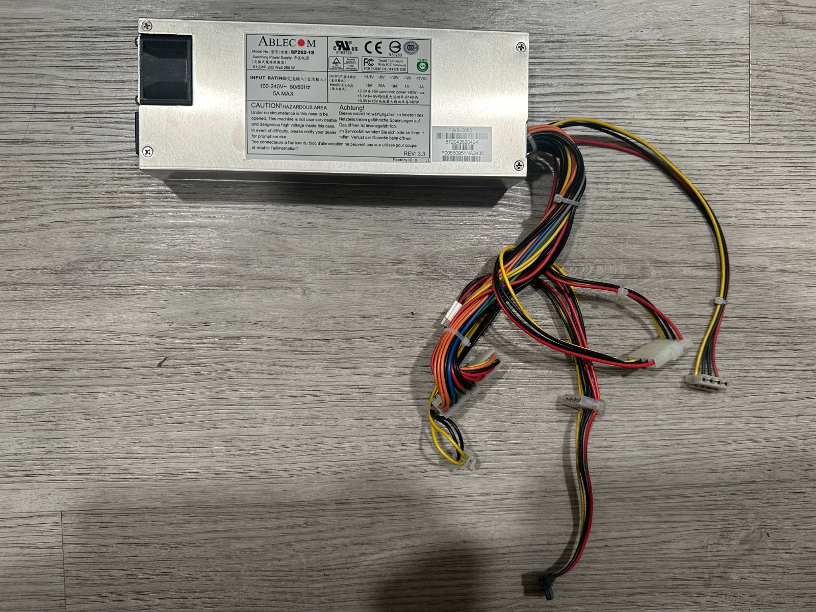 Ablecom SP262-1S PWS-0055 260WATT 1U ATX 24-PINS  SUPERMICRO