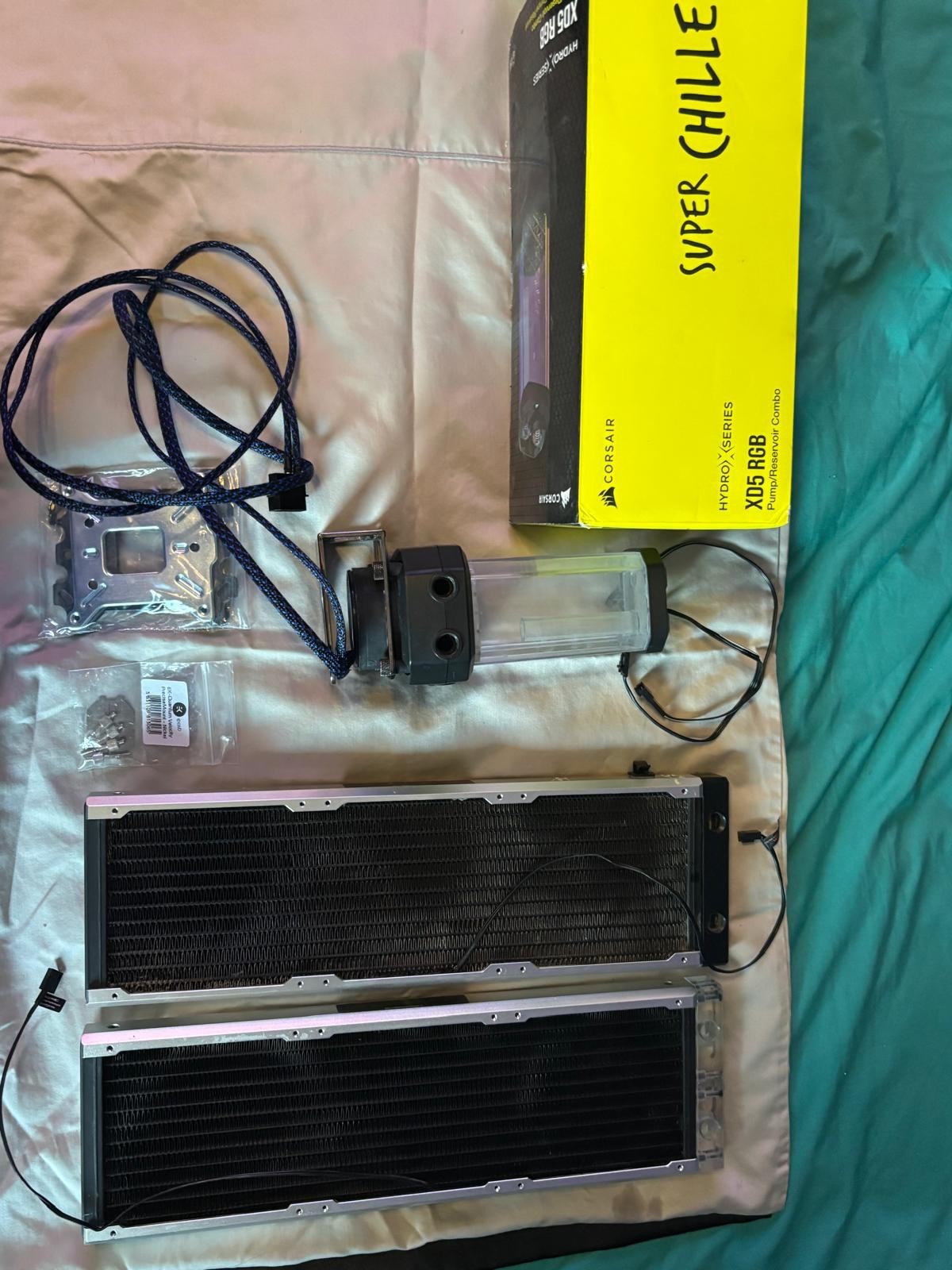 Custom PC Water Cooling Lot 2x Barrowch 360mm Radiators Corsair XD5 Pump Res...