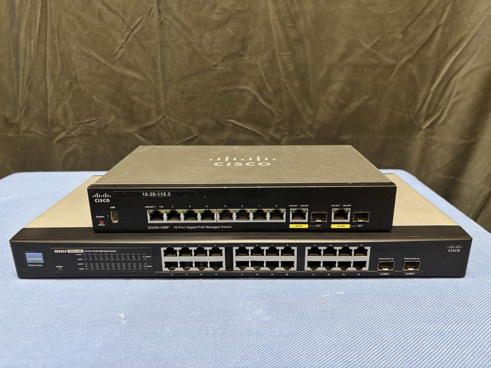 Cisco SG350-10MP 10-Port Gigabit PoE Managed Switch & SR2024 NO Power Adapter