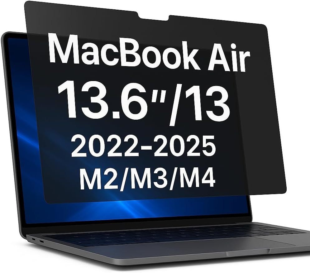 Screen Protector for MacBook Air 13.6"/13" - Magnetic Privacy, Anti-Glare Guard