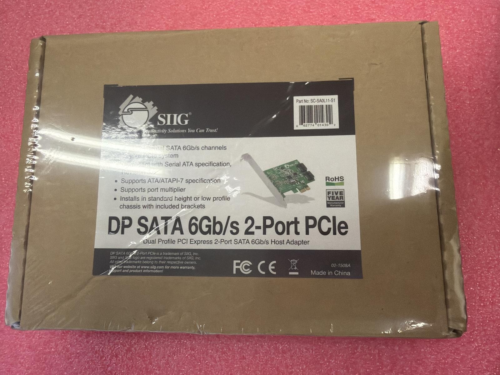 SIIG SC-SA0L11-S1 DP SATA 6Gb/s 2-PORT PCIe CONTROLLER CARD
