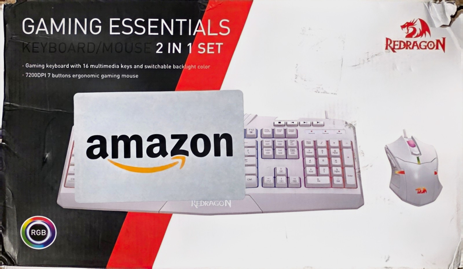 Redragon Gaming Essentials Keyboard & Mouse Set RGB White 7200 DPI QWERTY