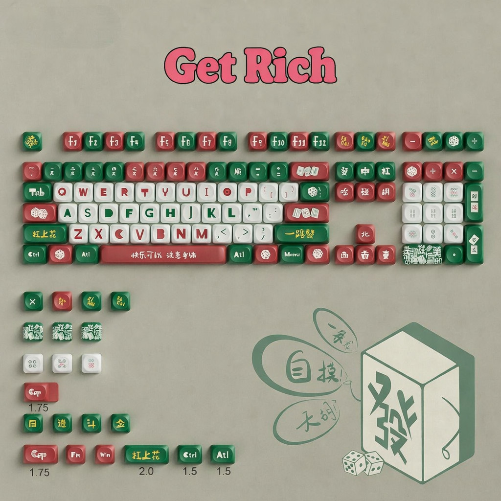 Mahjong Theme Mechanical Keyboard Keycap Set Cute Custom Artisan Style Keycaps