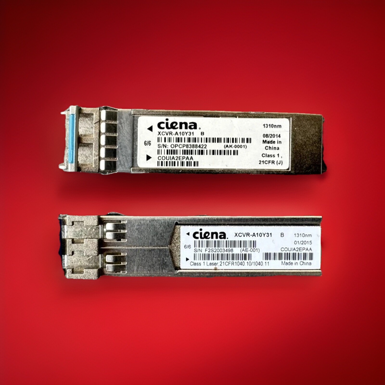 Lot 2 Ciena XCVR-A10Y31 1Gbps 1000Base-LX Duplex LC Optical Transceiver 1310nm