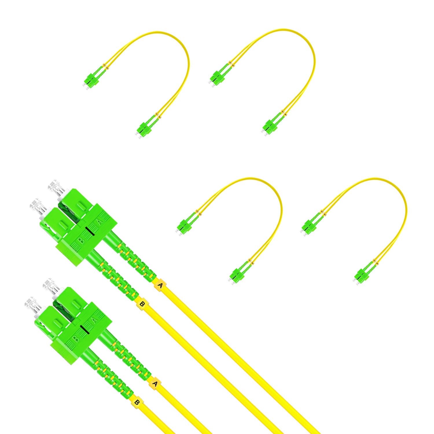 5Pcs 0.3 Meter Fiber Optic Patch Cord SC APC to SC APC, Duplex Single Mode Fi...