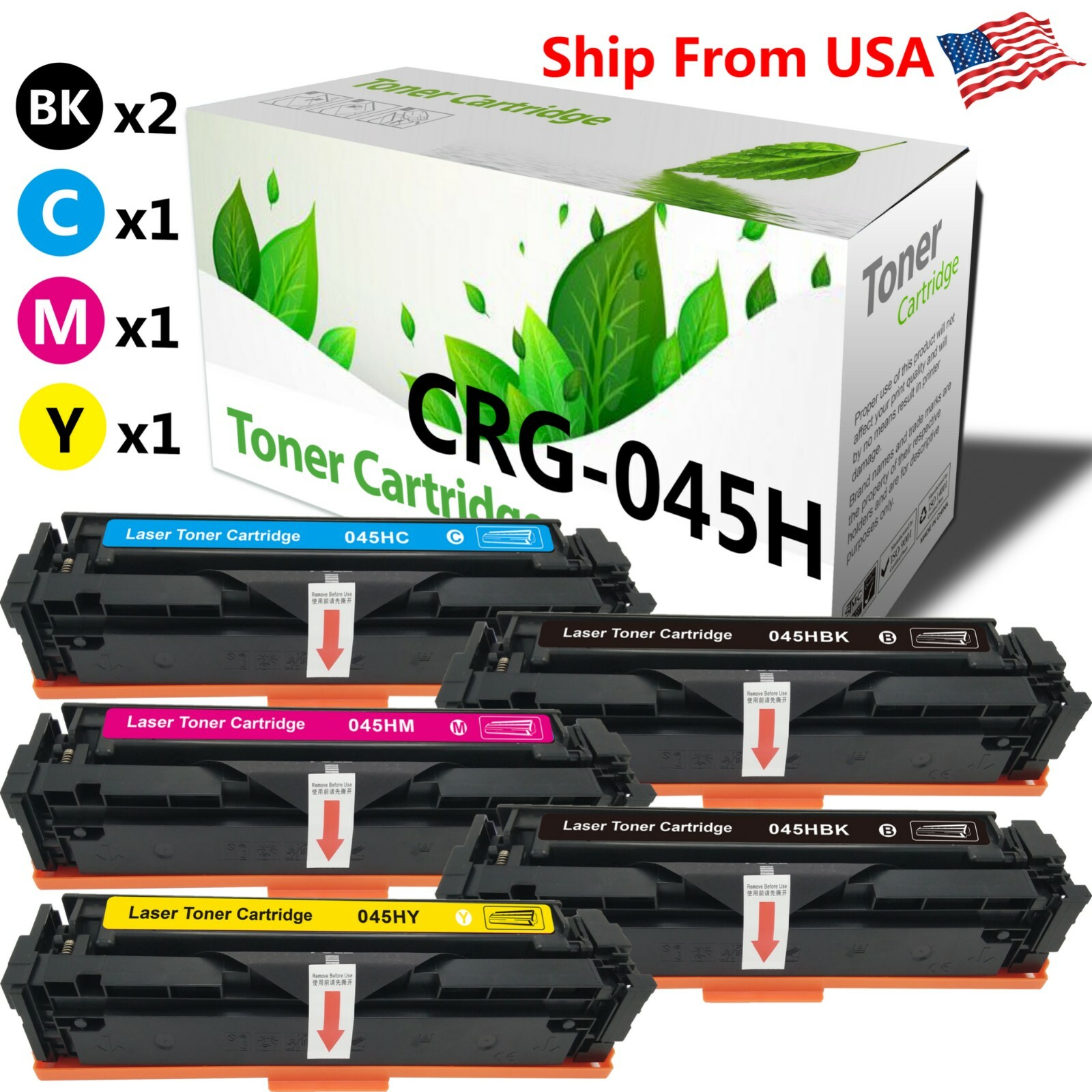 5-Pack 045H CRG045H Toner Cartridge for Color image MF634Cdw MF613Cdw Printer