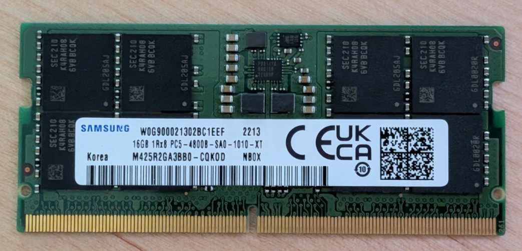 Samsung 16GB DDR5 1Rx8 PC5-4800B SODIMM M425R2GA3BB0-CQKOD