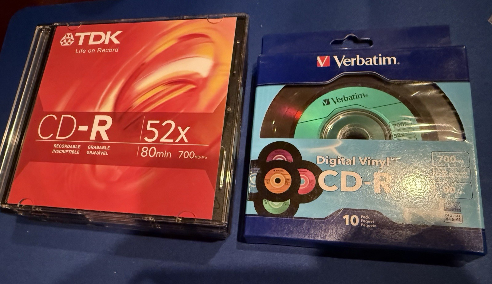 Lot 20 Blank CD-R Discs Verbatim Sealed Digital Vinyl 10pk + 10 Cases Of TDK 52x