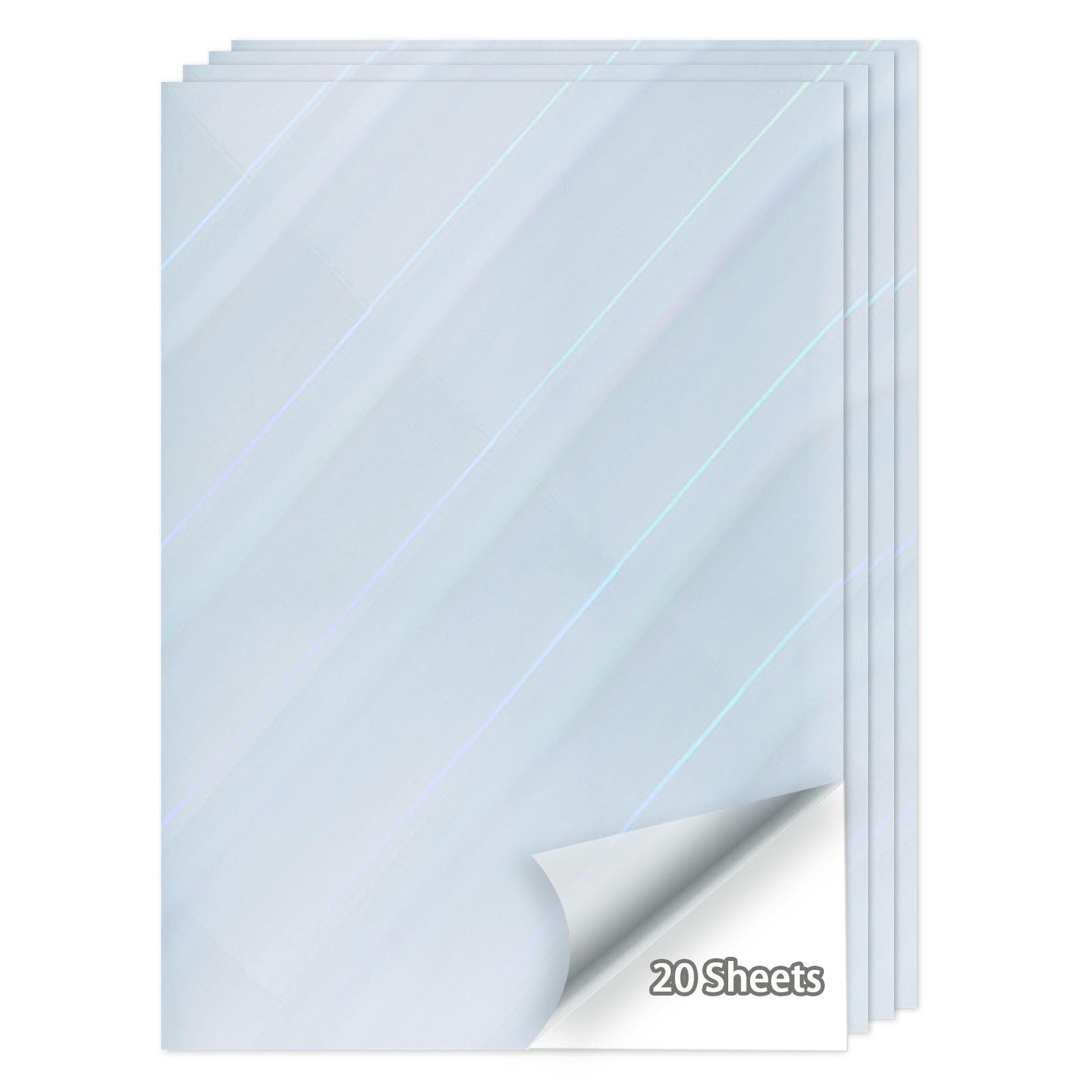 20 Sheets Printable Holographic Sticker Paper,11 x 8.5 Inches Printable Water...