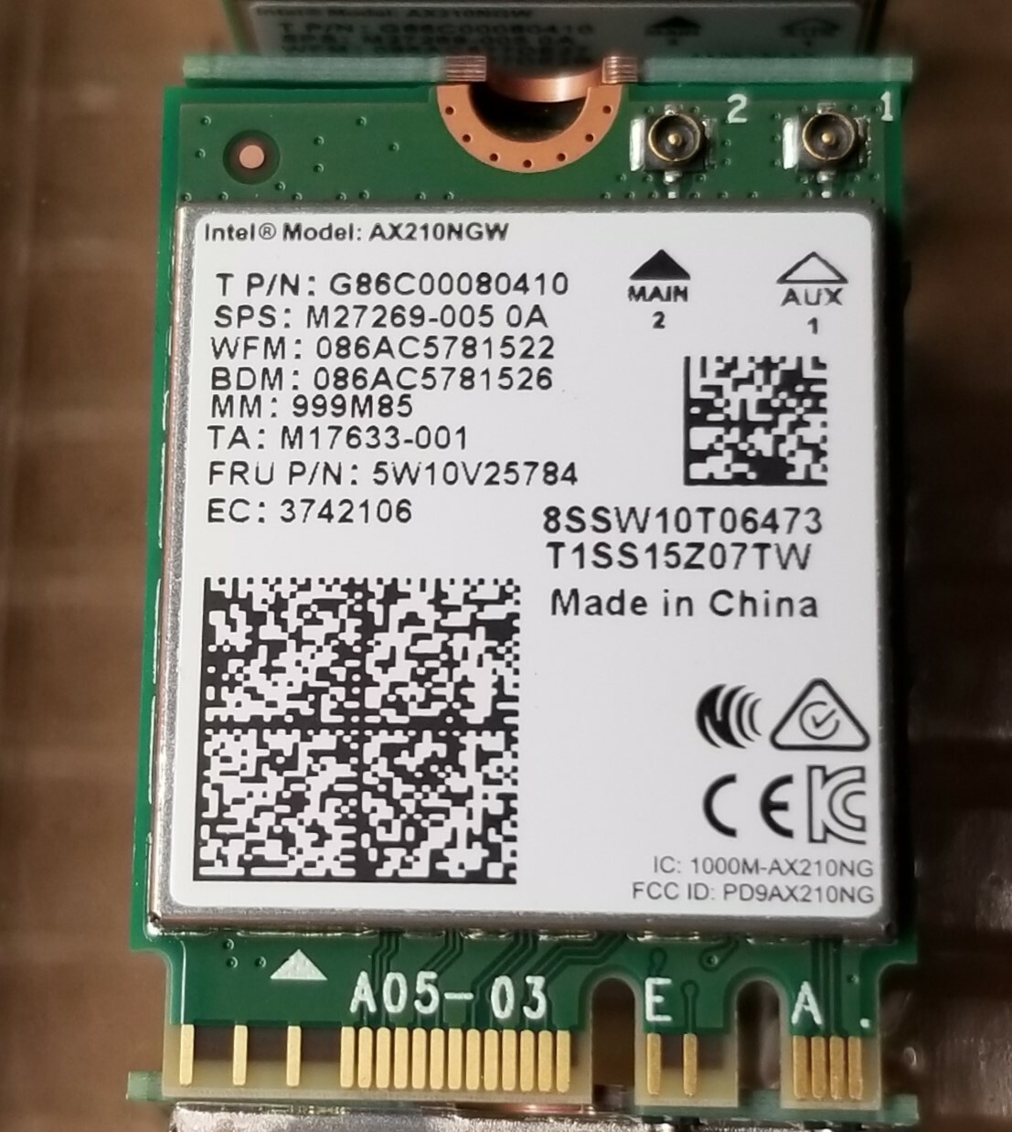Original Intel WIFI AX210 with BT M.2 2230 AX210.NGWG.NV  6E (LOT of 10 units)