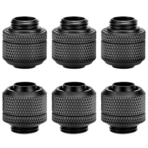 6 Pack Copper Compression Fitting G1/4 for PC Water Cooling Soft Hoses