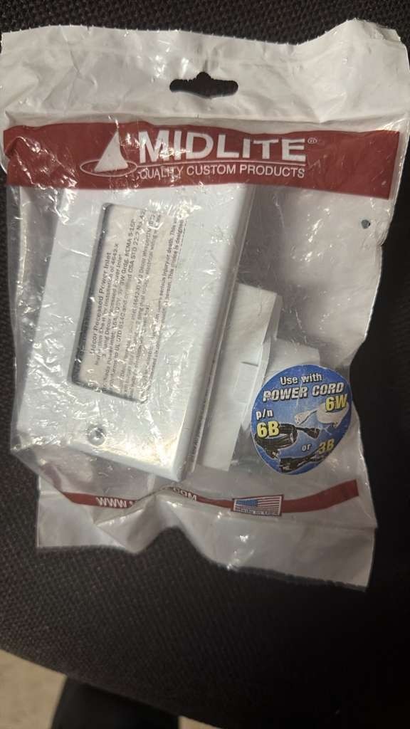 Midlite Power Cord Wall Plate 6ft 16AWG 65W Cable Pass Through Kit New