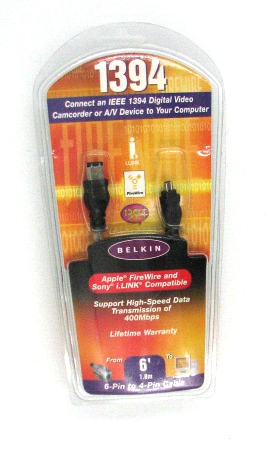 Belkin 1394 Sony IEEE Firewire 6 Pin To 4 Pin Apple 6’