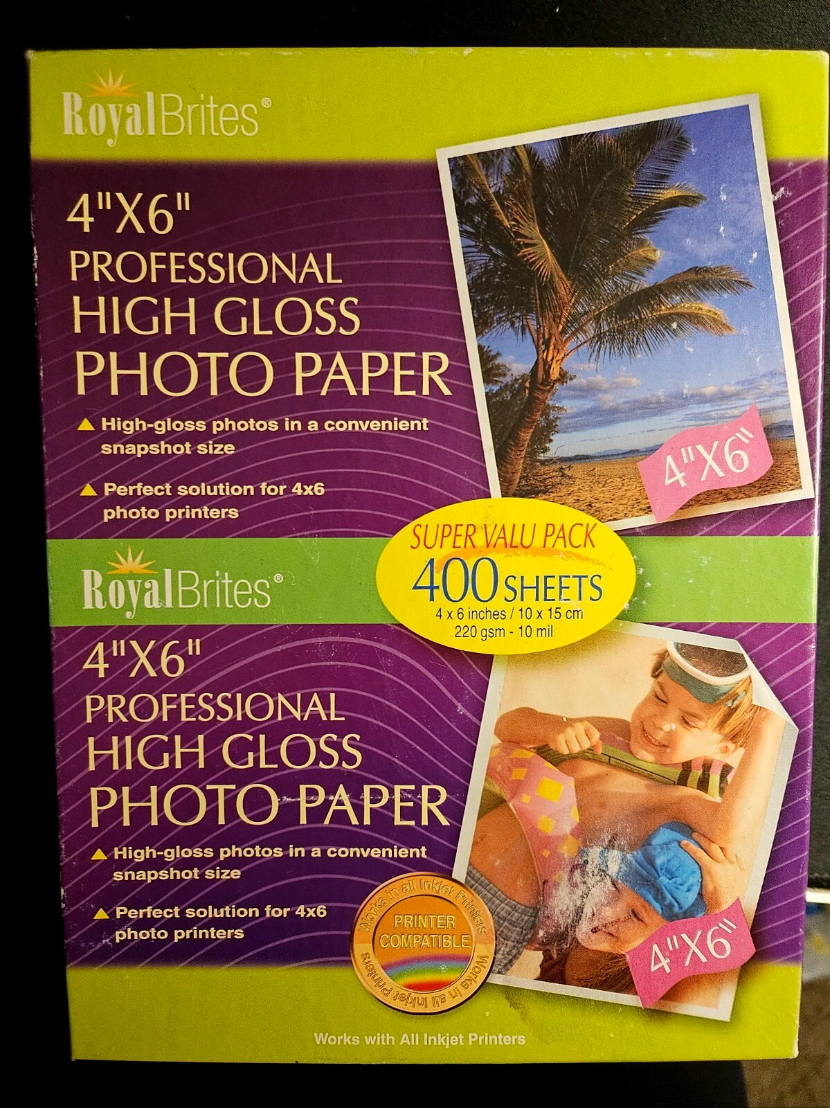 4" x 6" Professional High Gloss Photo Paper 350 + Sheets Royal Brites OPEN BOX