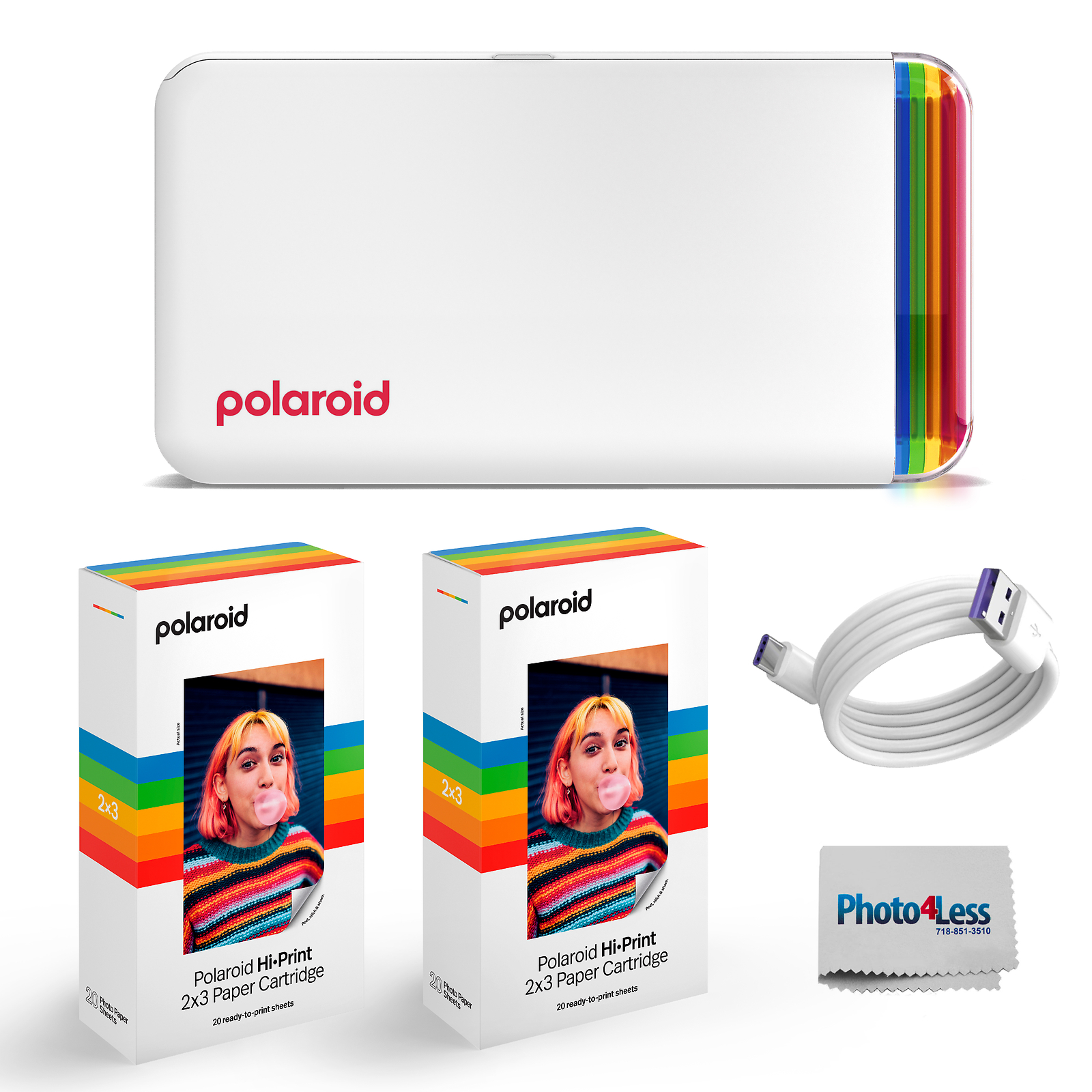 Polaroid Hi-Print - 2nd Generation Printer - White (9128) Bundle