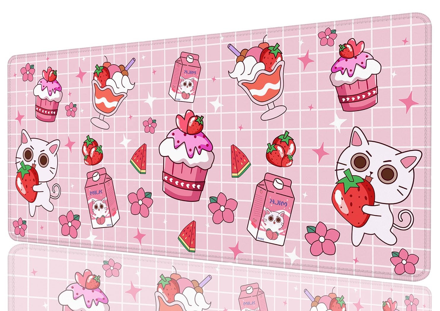 Cute Cat Gaming Pad, Pink Kawaii Cat Cartoon XL Pad Large Mousepad Extended L...