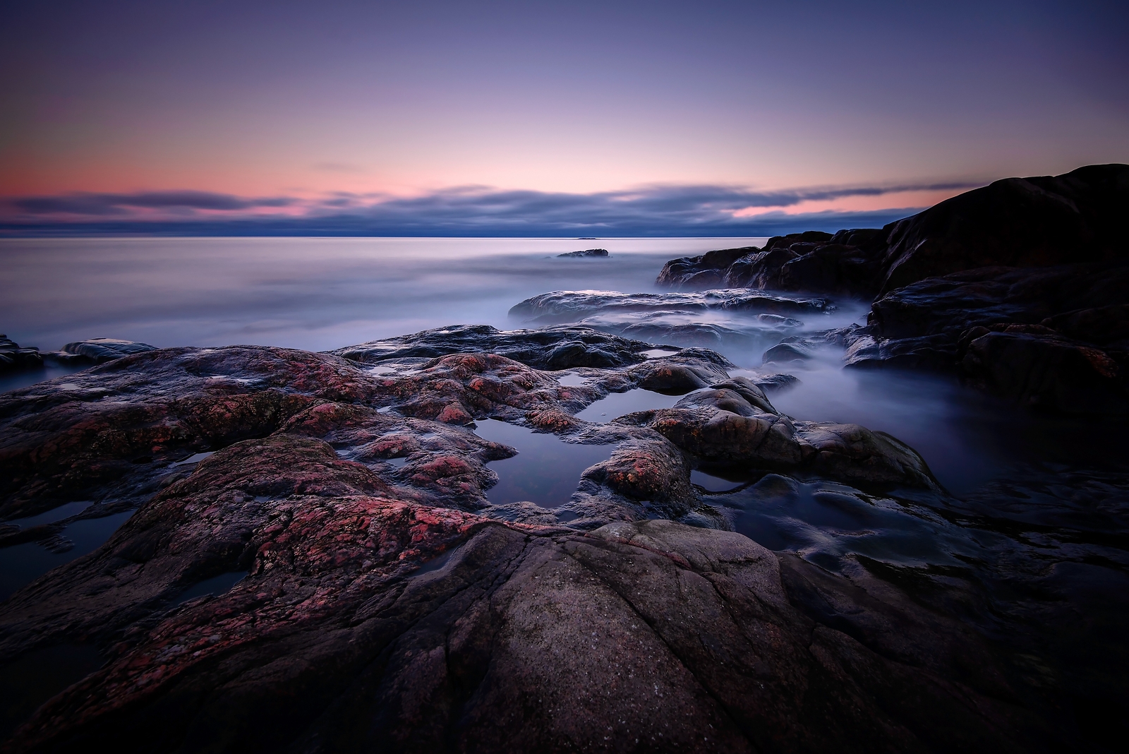 Landscape clouds long exposure sea beach rocks Custom Gaming Mat Desk