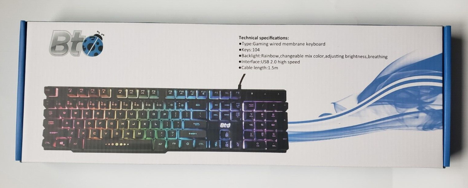 BT Wired Gaming Comfortable Keyboard New with Box Changeable mix color 104 keys