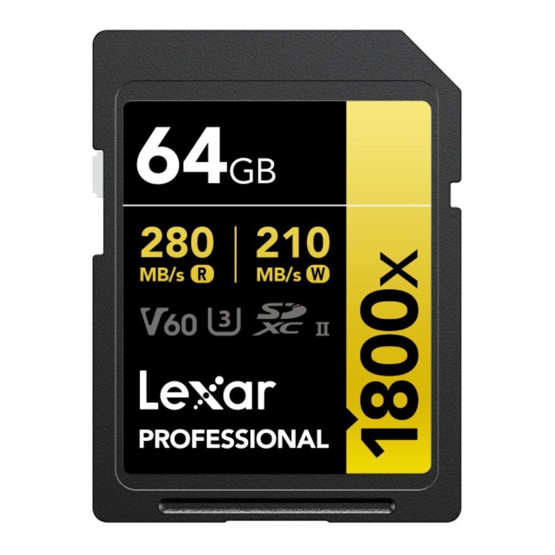 Lexar Professional 1800x 64GB SDXC UHS II Gold Series Memory Card FAST
