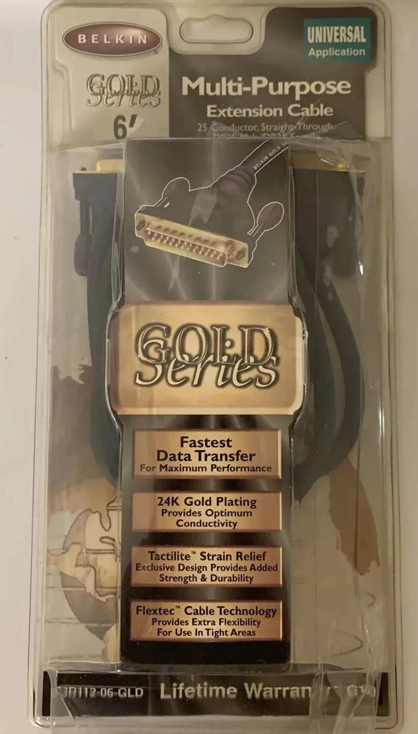 New Belkin Gold Series Multi-Purpose 6ft Extension Cable Univeral F3D112-06-GLD