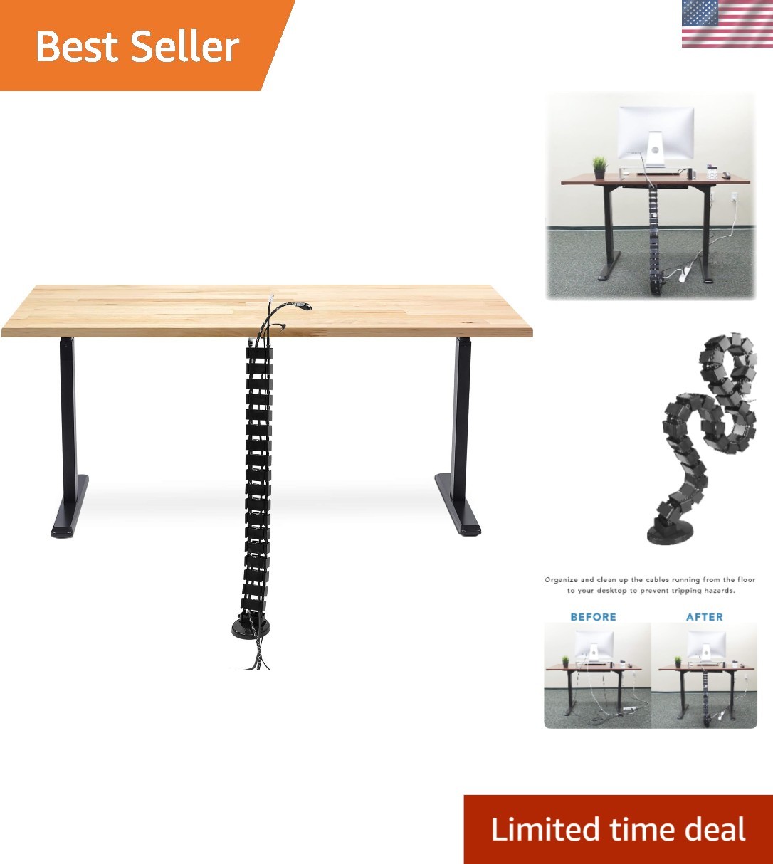 Heavy-Duty 50-Inch Cable Management Spine - Ultimate Cord Organizer for Desks