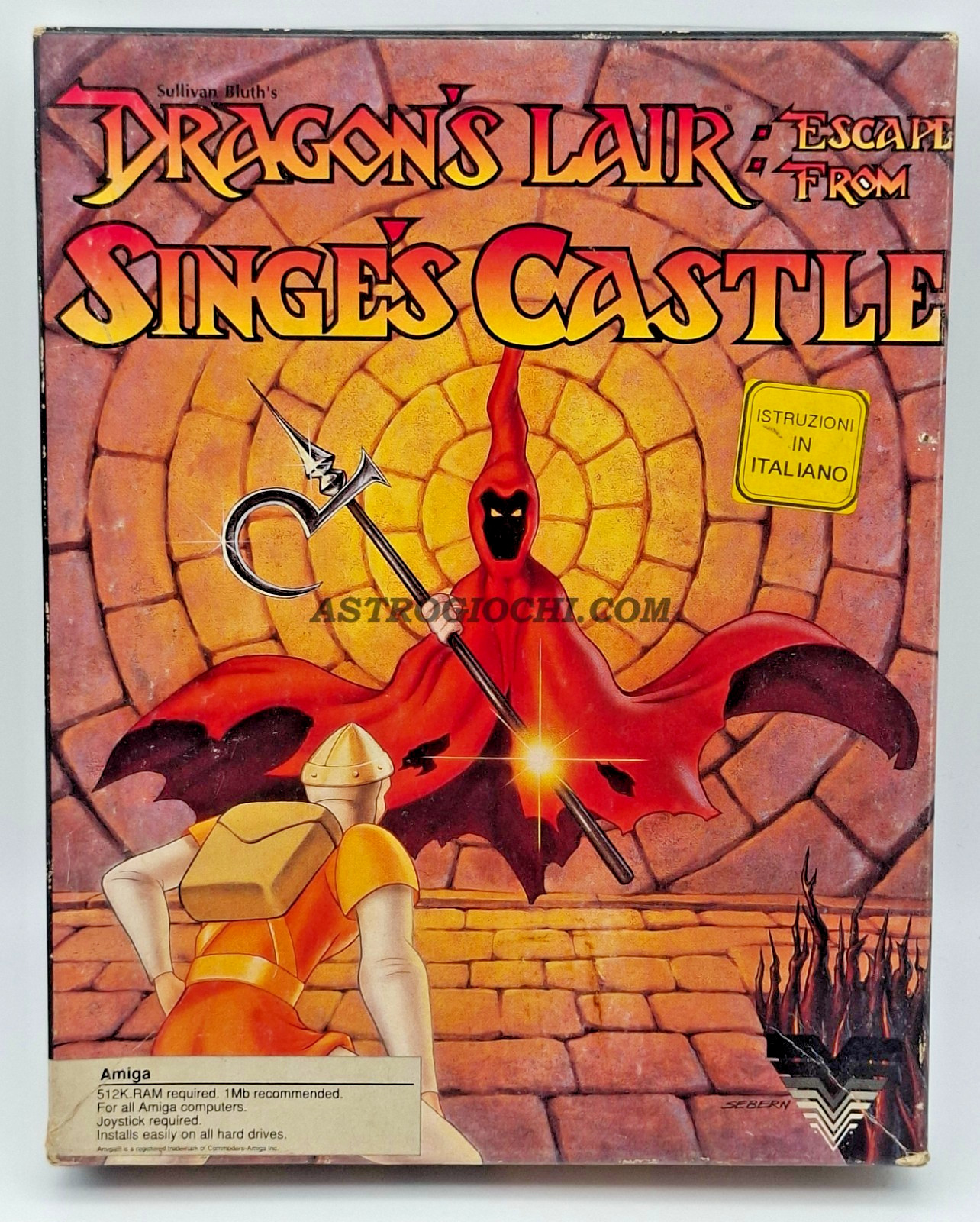 AMIGA DRAGON'S LAIR MONGE'S CASTLE ITA VINTAGE 1989 GAME ARCADE COMPLETE IN BOX