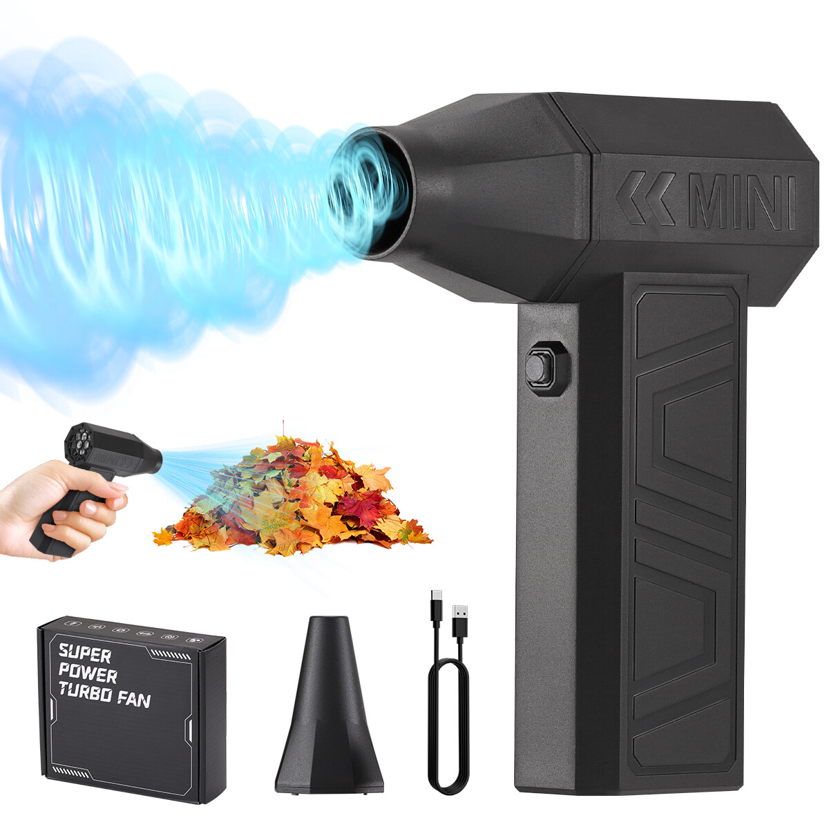 130000 RPM Mini Air Blower Handheld  Fan Cordless Air Duster Compressed