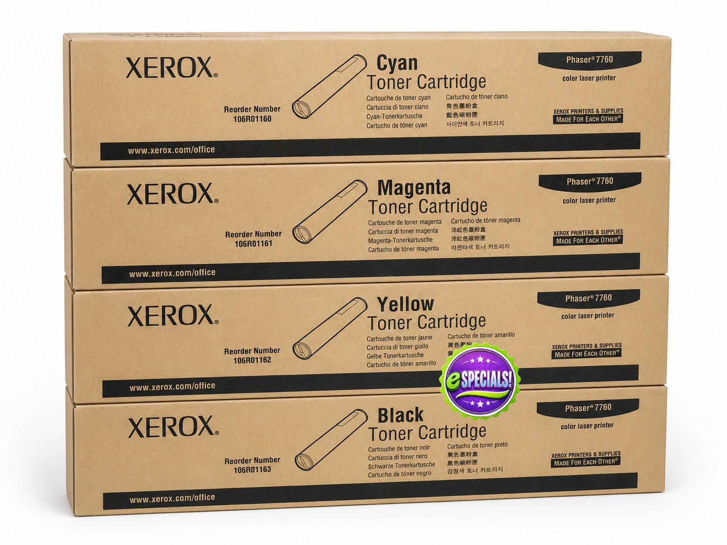 Genuine Xerox 106R01160, 106R01161, 106R01162, 106R01163 Toner Set We Ship Fast