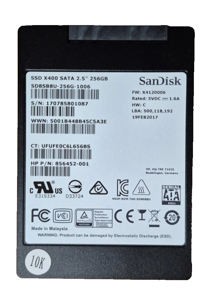 SanDisk 256GB SSD 2.5"  X400 SATA SD8SB8U-256G-1006