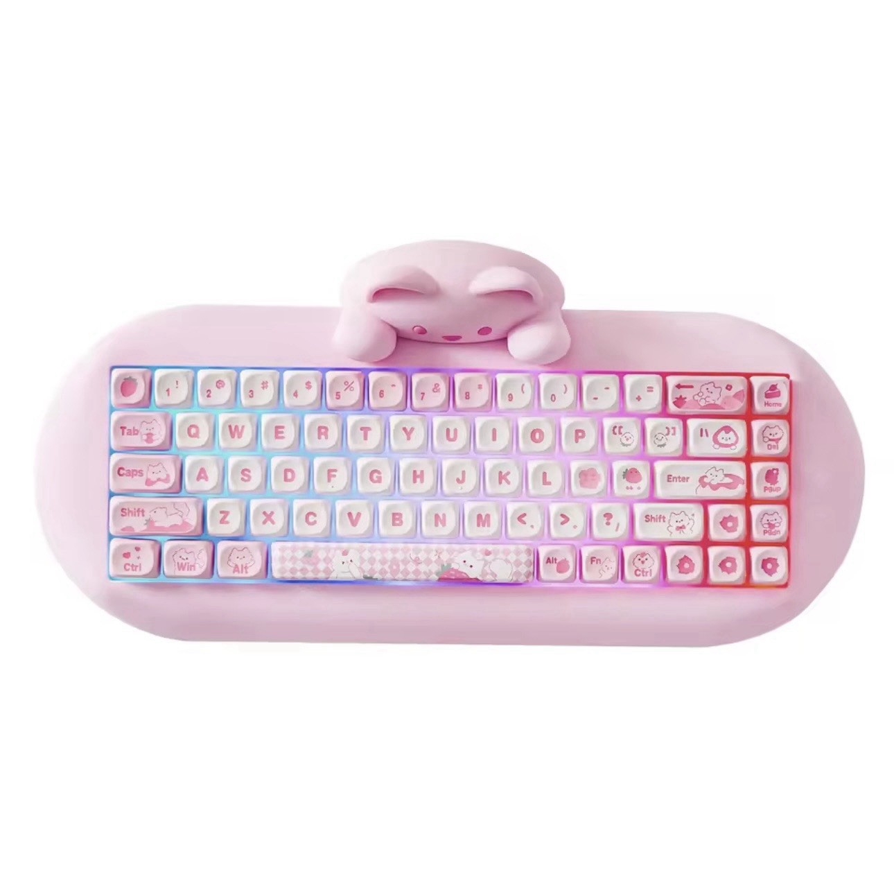YUNZII C68 Pink Mechanical Hot Swappable RGB Keyboard Bluetooth Wireless Wired